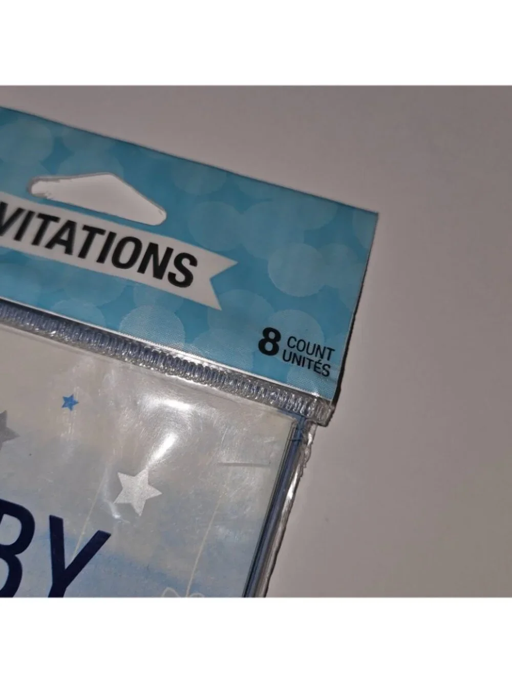 NEW 5 Pkgs Baby Shower Invitations (8 per pack) Blue Baby Boy Silver Stars